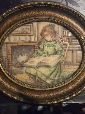 Authentic ARTINI 4d Green Girl Reading Decorative Wall Plaque - Home Accents